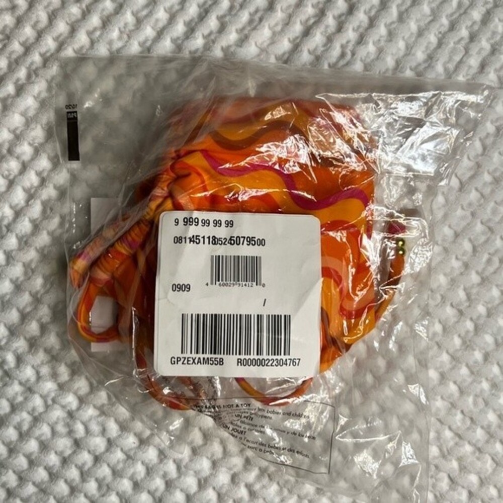Kendall + Kylie Bikini Bottoms Womens XL Orange Splash High Cut Side Tie B3 - Picture 3 of 9